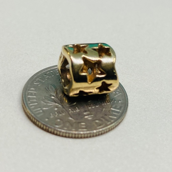 14k Yellow Gold Pandora Seeing Stars Bead Charm 750348 8mm Retired - Picture 5 of 5